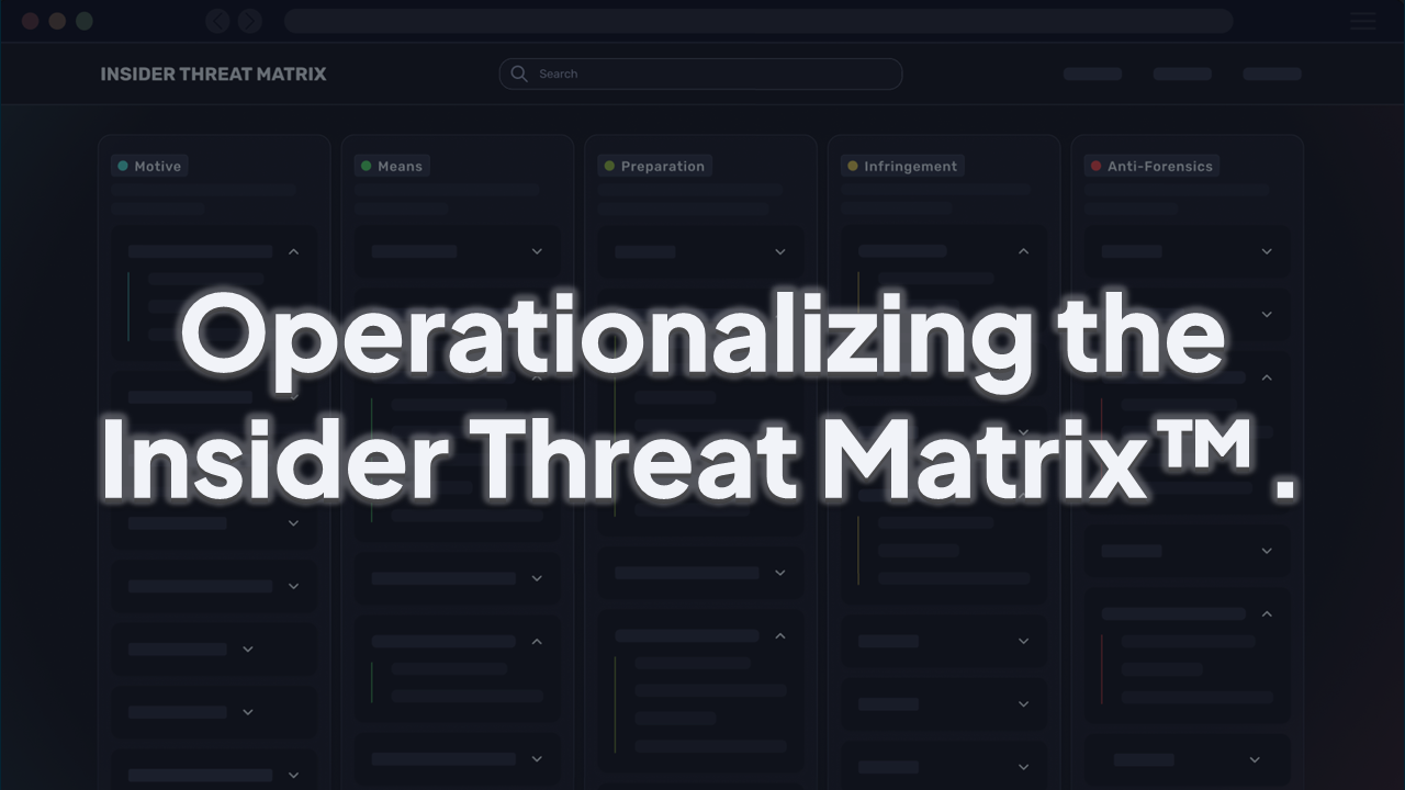 Behavioral Chaining: Operationalizing the Insider Threat Matrix™